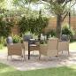 Preview: ARDEBO.de - 5-teiliges Garten-Dining-Set mit Kissen Beige Poly-Rattan