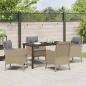 Preview: 5-teiliges Garten-Dining-Set mit Kissen Beige Poly-Rattan