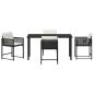 Preview: 5-teiliges Garten-Esszimmer-Set mit Kissen Schwarz Poly Rattan