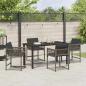 Preview: ARDEBO.de - 5-teiliges Garten-Essset mit Kissen Grau Poly-Rattan