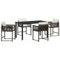 Preview: 5-teiliges Garten-Ess-Set mit Kissen Braun Poly-Rattan