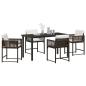 Preview: 5-teiliges Garten-Ess-Set mit Kissen Braun Poly-Rattan