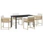 Preview: 5-teiliges Garten-Ess-Set mit Kissen in beigem Poly-Rattan