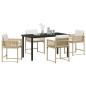 Preview: 5-teiliges Garten-Ess-Set mit Kissen in beigem Poly-Rattan