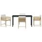 Preview: 5-teiliges Garten-Ess-Set mit Kissen in beigem Poly-Rattan