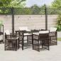 Preview: 5-teiliges Garten Essset mit Kissen Braun Poly-Rattan