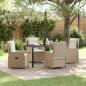 Preview: ARDEBO.de - Garten Essgruppe 5 stk. Beige und Hellgrau Poly-Rattan