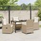 Preview: Garten Essgruppe 5 stk. Beige und Hellgrau Poly-Rattan