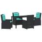 Preview: 5-teiliges Gartendining-Set aus schwarzem Poly-Rattan