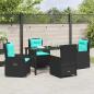 Preview: 5-teiliges Gartendining-Set aus schwarzem Poly-Rattan
