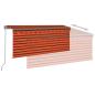 Preview: Markise Manuell Einziehbar mit Rollo LED 3,5x2,5 m Orange Braun