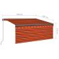 Preview: Markise Manuell Einziehbar mit Rollo LED 3,5x2,5 m Orange Braun