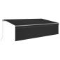 Preview: Markise Manuell Einziehbar mit Rollo & LED 5x3 m Anthrazit