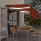Preview: ARDEBO.de - Markise Manuell Einziehbar mit Rollo & LED 4,5x3 m Orange Braun