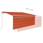 Preview: Markise Manuell Einziehbar mit Rollo & LED 3x2,5 m Orange Braun