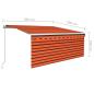 Preview: Markise Manuell Einziehbar mit Rollo & LED 3x2,5 m Orange Braun
