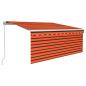 Preview: Markise Manuell Einziehbar mit Rollo LED 3,5x2,5 m Orange Braun