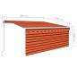 Preview: Markise Manuell Einziehbar mit Rollo LED 3,5x2,5 m Orange Braun