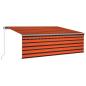 Preview: Markise Manuell Einziehbar mit Rollo & LED 4x3 m Orange Braun