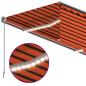 Preview: Markise Manuell Einziehbar mit Rollo & LED 4x3 m Orange Braun