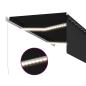 Preview: Markise Manuell Einziehbar mit Rollo & LED 3x2,5m Anthrazit