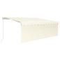Preview: Markise Manuell Einziehbar mit Rollo & LED 4x3 m Creme