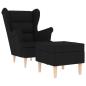 Preview: Sessel mit Fußhocker Schwarz Stoff