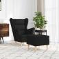 Preview: Sessel mit Fußhocker Schwarz Stoff