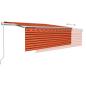 Preview: Markise Automatisch Einziehbar mit Volant 4x3m Orange und Braun