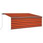 Preview: Markise Manuell Einziehbar mit Rollo 4,5x3 m Orange Braun