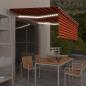 Preview: ARDEBO.de - Markise Manuell Einziehbar mit Rollo & LED 4,5x3 m Orange Braun