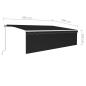 Preview: Markise Manuell Einziehbar mit Rollo & LED 5x3 m Anthrazit