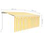 Preview: Markise Manuell Einziehbar mit Rollo & LED 3x2,5 m Gelb & Weiß