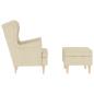 Preview: Sessel mit Fußhocker Creme Stoff