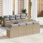 Preview: ARDEBO.de - 9-teiliges Garten Sofa Set mit Kissen Beige Poly Rattan