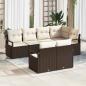 Preview: ARDEBO.de - 7-teiliges Garten Sofa Set mit Kissen Braun Poly Rattan