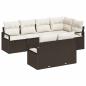 Preview: 7-teiliges Garten Sofa Set mit Kissen Braun Poly Rattan