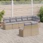 Preview: 8-teiliges Garten-Sofa-Set mit Kissen in Beige aus Poly-Rattan