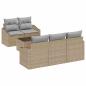 Preview: 6-teiliges Garten-Sofaset mit Kissen Beige Poly Rattan