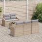 Preview: 6-teiliges Garten-Sofaset mit Kissen Beige Poly Rattan