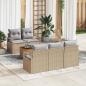 Preview: ARDEBO.de - 6-teiliges Garten Sofa Set mit Kissen Beige Poly Rattan Akazie