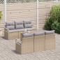 Preview: 7-teiliges Garten Sofa Set mit Kissen Beige Poly Rattan Akazie