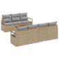 Preview: 8-Teiliges Garten Sofa Set mit Kissen Beige Poly Rattan Akazie