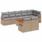 Preview: 9-teiliges Garten-Sofa-Set mit Kissen Beige Poly Rattan Akazie