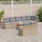 Preview: 9-teiliges Garten-Sofa-Set mit Kissen Beige Poly Rattan Akazie