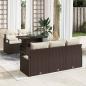Preview: ARDEBO.de - 6-teiliges Garten Sofa Set mit Kissen Braun Poly Rattan