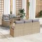 Preview: ARDEBO.de - 6-teiliges Garten Sofa Set mit Kissen Beige Poly Rattan