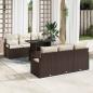 Preview: ARDEBO.de - 7-teiliges Garten Sofa Set mit Kissen in Braun Poly Rattan