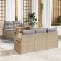 Preview: ARDEBO.de - 6-teiliges Garten-Sofa-Set mit Kissen Beige Poly Rattan Akazie