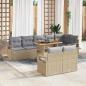 Preview: ARDEBO.de - 9-teiliges Garten Sofa Set mit Kissen Beige Poly Rattan Akazie
